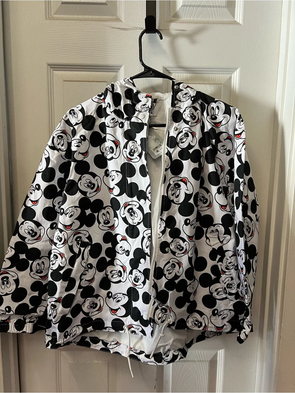 Disney Mickey Mouse All-Over Print Hooded Raincoat - Black, White, Red